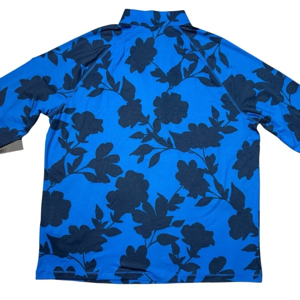 NWT New $155 G/FORE Tonal Floral Luxe Quarter Zip Golf Blue Pullover Size L